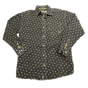 ENYCE Long Sleeve Cotton Shirt Black w/White Pattern And Yellow Trims Men’s XL
